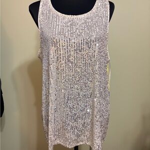 CeCe Silver Sequin Tank Top